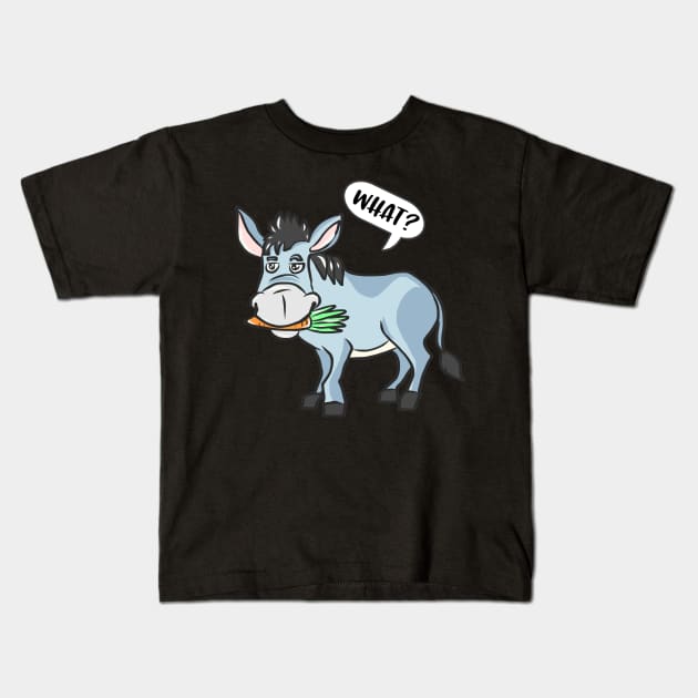 Sweet donkey kids comic donkey mule draft animal Muli Kids T-Shirt by KK-Royal